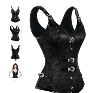Kimring Black Lace Corset with Buckles